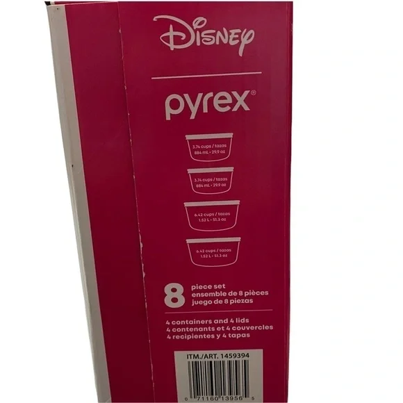 Pyrex Disney Minnie Decorated Glass Food Storage 4 Bowls plus Lids - Picture 7 of 7